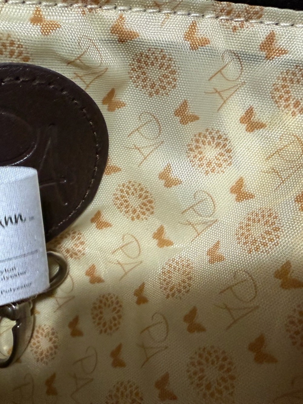 Bella Canvas Cream Tote with Teal and Brown Medallion Print - Picture 4 of 7